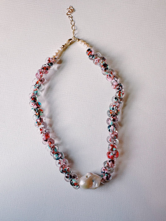 Bubble Glass Necklace - Cotton Candy