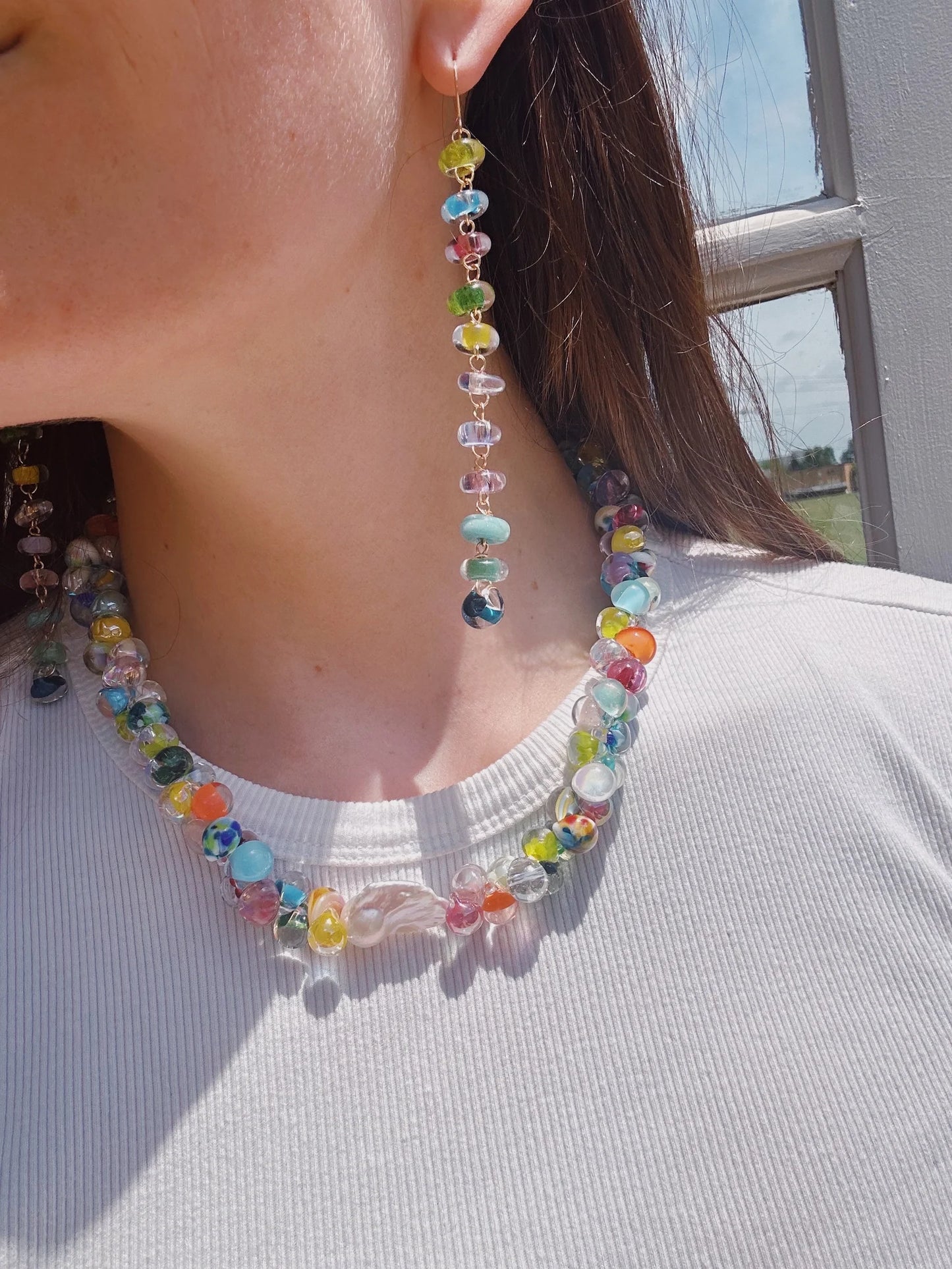 Rainbow Bubble Glass Necklace