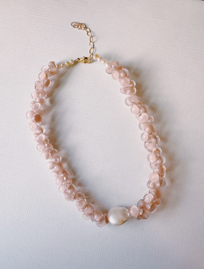 Bubble Glass Necklace- Nude