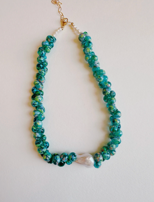 Bubble Glass Necklace- Garden