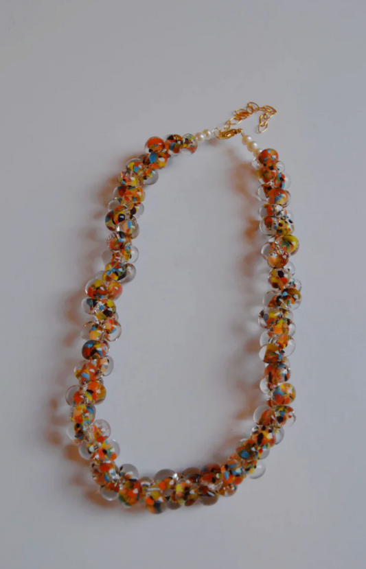 Bubble Glass Necklace- Coral Reef
