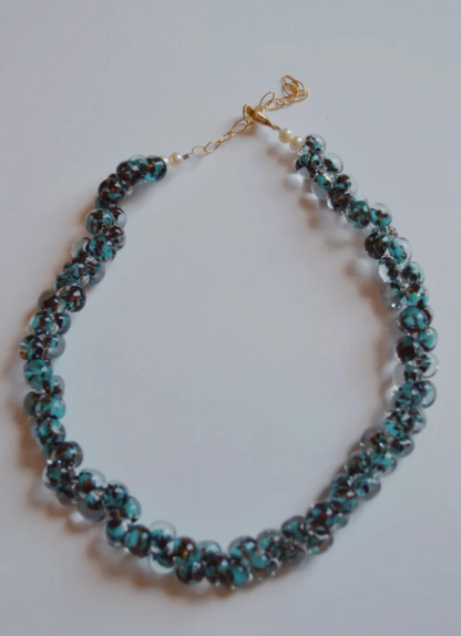 Bubble Glass Necklace- Peacock