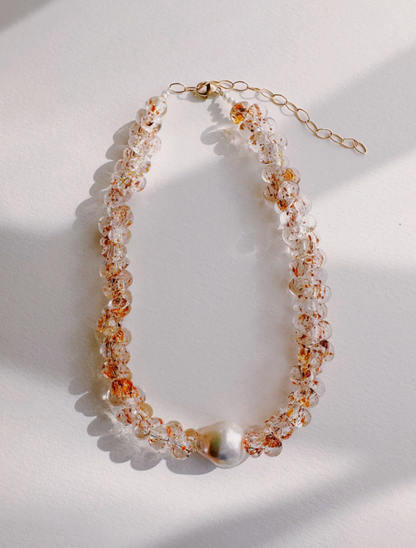 Bubble Glass Necklace- Speckled Gold