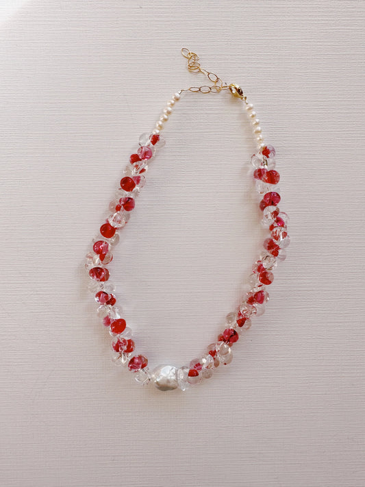 Bubble Glass Necklace - Clear, Nude and Pink
