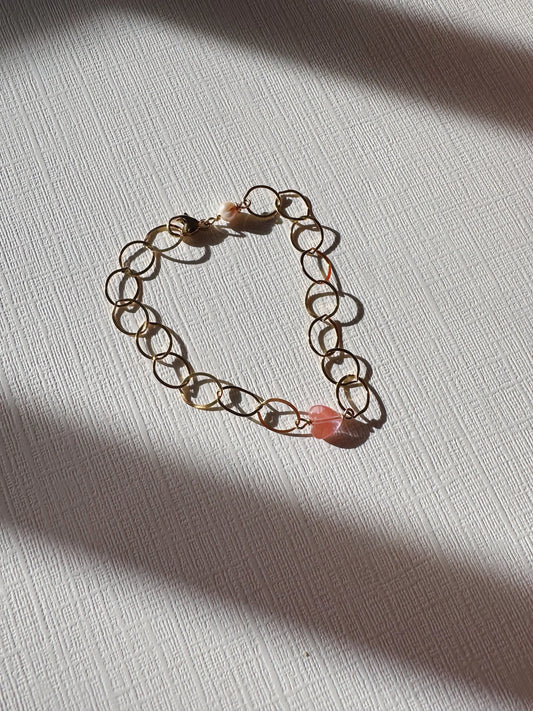 Simple Gold Rose Quartz Bracelet - XO57
